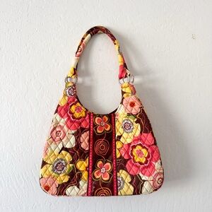 Vera Bradley Quilted Floral Hobo Bag Boho Y2K Cottagecore Shoulder Buttercup